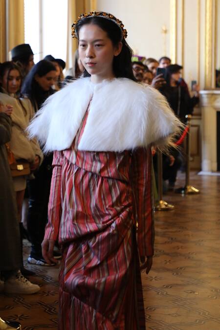 Shop Therealb Multi Color Cotton Margot Stripe Print Dress at Aza Fashions Shop_Therealb_Multi Color Cotton Margot Stripe Print Dress_at_Aza_Fashions