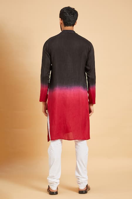 Shop Hilo Design Black Faux Leather, Cotton, Lycra Ombre Kurta And Pant Set at Aza Fashions Shop_Hilo Design_Black Faux Leather, Cotton, Lycra Ombre Kurta And Pant Set _at_Aza_Fashions