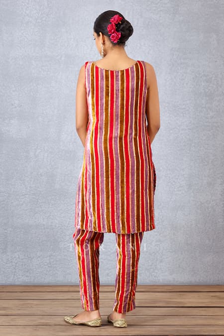 Shop_Torani_Yellow Inner And Pant Velvet & Kurta Aftaabi Revathi Sheer & Set _Online_at_Aza_Fashions