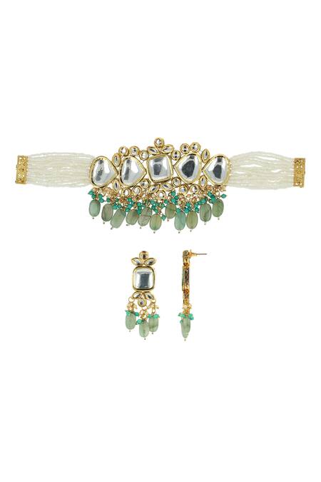 Buy Ishhaara Gold Plated Pearls Bead Drop Choker Set Online at Aza Fashions Buy_Ishhaara_Gold Plated Pearls Bead Drop Choker Set _Online_at_Aza_Fashions