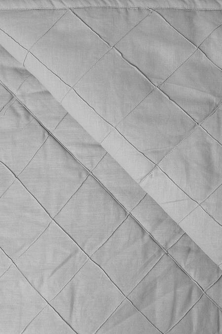 Shop H2h Grey Linen Embroidered Felipe Diamond Pattern Bedcover Set Online at Aza Fashions Shop_H2h_Grey Linen Embroidered Felipe Diamond Pattern Bedcover Set_Online_at_Aza_Fashions
