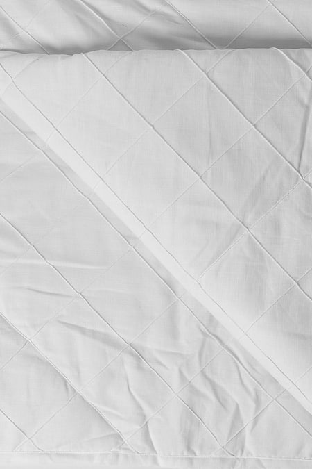 Shop_H2h_Ivory Linen Diamond Pattern Bedcover Set _Online_at_Aza_Fashions
