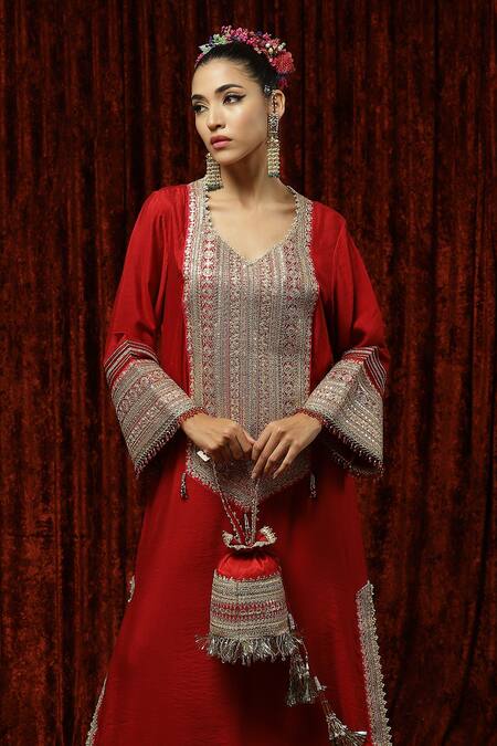 Buy Shikhar Sharma Pink Silk Chanderi Badla, Dori, Gota Leaf Neck Kaftan Online at Aza Fashions Buy_Shikhar Sharma_Pink Silk Chanderi Badla, Dori, Gota Leaf Neck Kaftan _Online_at_Aza_Fashions