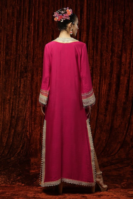 Shikhar Sharma Silk Chanderi Embroidered Kurta Kaftan