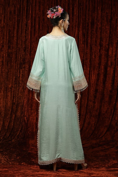Shikhar Sharma Silk Chanderi Embroidered Kurta Kaftan 