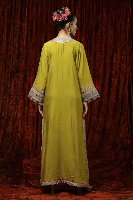 Shikhar Sharma Silk Chanderi Embroidered Kurta Kaftan 