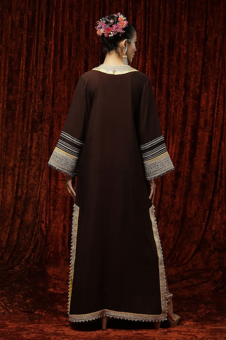 Shikhar Sharma Silk Chanderi Embroidered Kurta Kaftan 