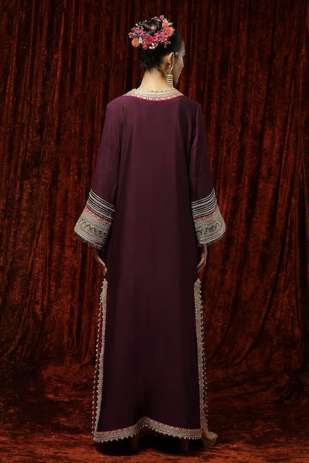 Shikhar Sharma Silk Chanderi Embroidered Kurta Kaftan 