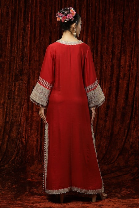 Shikhar Sharma Silk Chanderi Embroidered Kurta Kaftan 