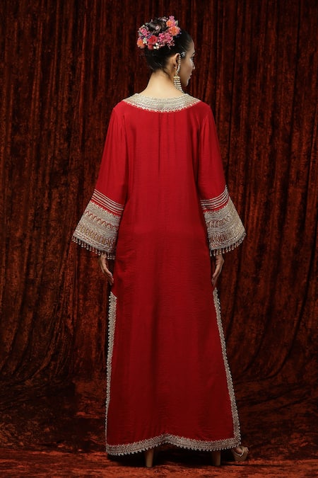Shikhar Sharma Silk Chanderi Embroidered Kurta Kaftan 