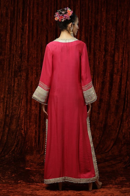 Shikhar Sharma Silk Chanderi Embroidered Kurta Kaftan 