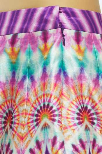 Shop_Siddhartha Bansal_Multi Color Dupion Tie Dye Maxi Skirt_Online_at_Aza_Fashions