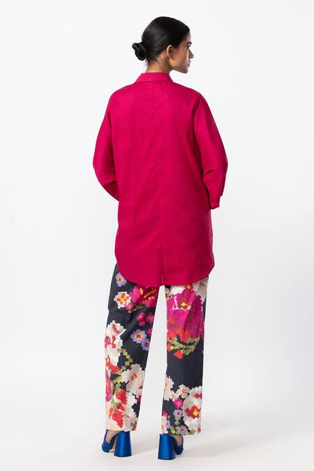 Saaksha & Kinni_Multi Color Silk Multicolor Abstract Floral Trouser _Online_at_Aza_Fashions