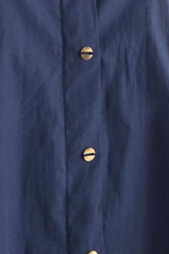 Buy_Studio Moda India_Blue Cotton Collared Asymmetric Hem Woven Shirt Dress _Online_at_Aza_Fashions