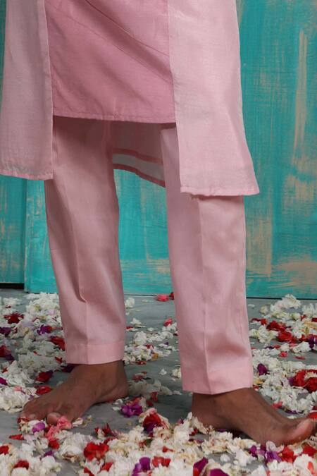 Smriti By Anju Agarwal_Yellow Bundi And Kurta Silk, Pant Malai Cotton Geometric Advaith & Set_at_Aza_Fashions