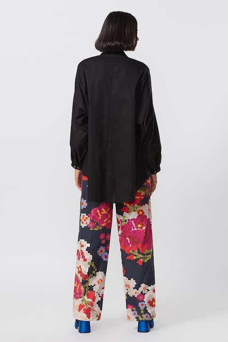 Shop_Saaksha & Kinni_Multi Color Silk Multicolor Abstract Floral Trouser _Online_at_Aza_Fashions