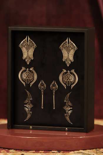 Cosa Nostraa_Gold Talisman Lapel Pin Set Of 8_Online_at_Aza_Fashions