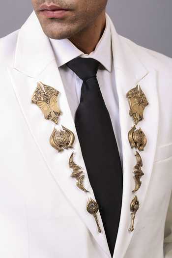 Buy_Cosa Nostraa_Gold Talisman Lapel Pin Set Of 8_Online_at_Aza_Fashions