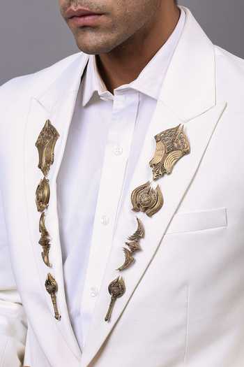 Shop_Cosa Nostraa_Gold Talisman Lapel Pin Set Of 8_Online_at_Aza_Fashions