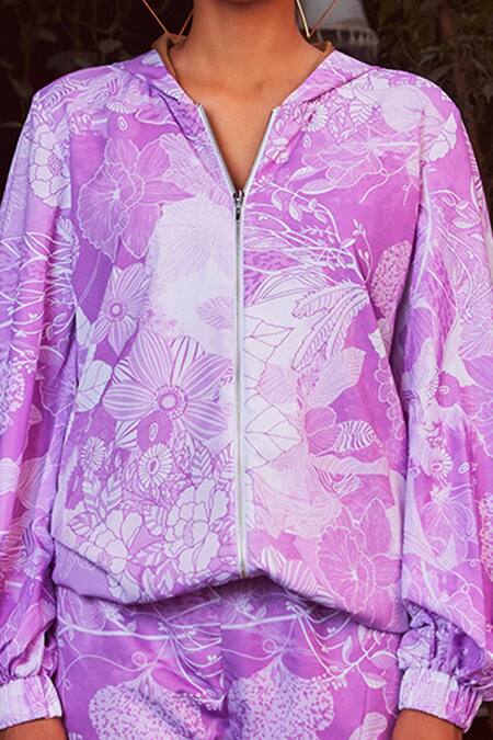 Buy_Ankita Dharman_Pink Crepe Kirigami Print Iris Joggers Set_Online_at_Aza_Fashions