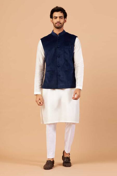 Buy Hilo Design Blue Velvet, Silk, Cotton, Lycra Bundi Kurta Set Online at Aza Fashions Buy_Hilo Design_Blue Velvet, Silk, Cotton, Lycra Bundi Kurta Set _Online_at_Aza_Fashions