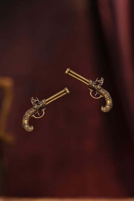 Shop Cosa Nostraa Gold Terminator Lapel Pin Set Of 2 at Aza Fashions Shop_Cosa Nostraa_Gold Terminator Lapel Pin Set Of 2 _at_Aza_Fashions