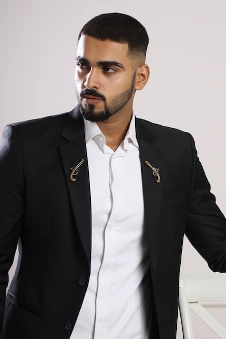 Buy Cosa Nostraa Gold Terminator Lapel Pin Set Of 2 Online at Aza Fashions Buy_Cosa Nostraa_Gold Terminator Lapel Pin Set Of 2 _Online_at_Aza_Fashions