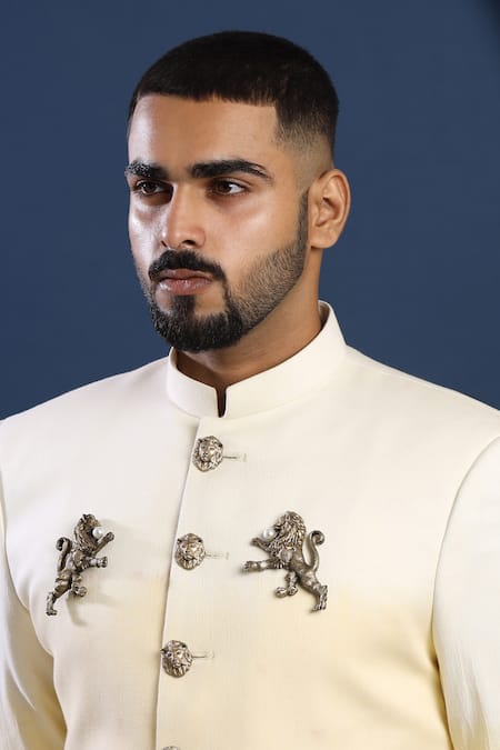 Buy_Cosa Nostraa_Gold Fireball Brass Carved Brooch Set Of 2 _Online_at_Aza_Fashions