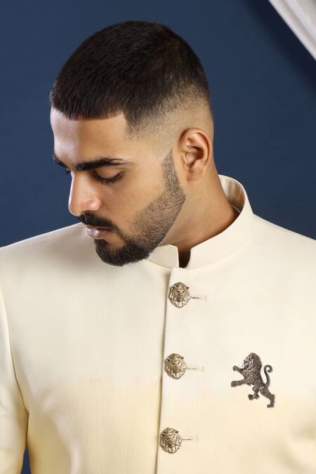 Buy_Cosa Nostraa_Black Fireball Brass Carved Brooch_Online_at_Aza_Fashions