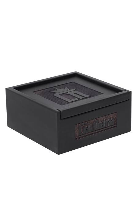 Shop_Cosa Nostraa_Black Fireball Brass Carved Brooch_Online_at_Aza_Fashions