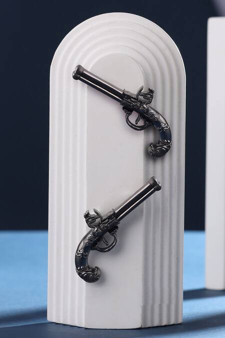 Shop Cosa Nostraa Black Terminator Lapel Pin Set Of 2 at Aza Fashions Shop_Cosa Nostraa_Black Terminator Lapel Pin Set Of 2 _at_Aza_Fashions