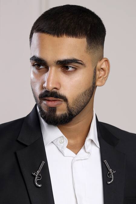 Buy Cosa Nostraa Black Terminator Lapel Pin Set Of 2 Online at Aza Fashions Buy_Cosa Nostraa_Black Terminator Lapel Pin Set Of 2 _Online_at_Aza_Fashions