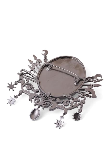 Shop Cosa Nostraa Black Warrior Prince Brass Craved Brooch Online at Aza Fashions Shop_Cosa Nostraa_Black Warrior Prince Brass Craved Brooch_Online_at_Aza_Fashions