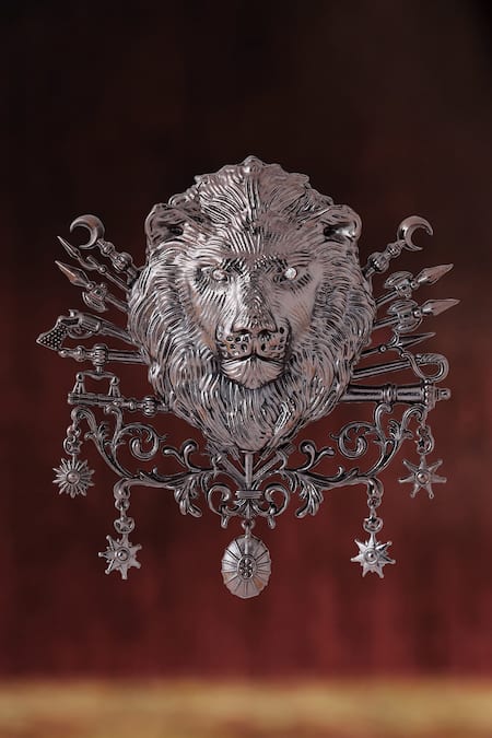 Shop Cosa Nostraa Black Ottoman Brass Carved Brooch at Aza Fashions Shop_Cosa Nostraa_Black Ottoman Brass Carved Brooch _at_Aza_Fashions