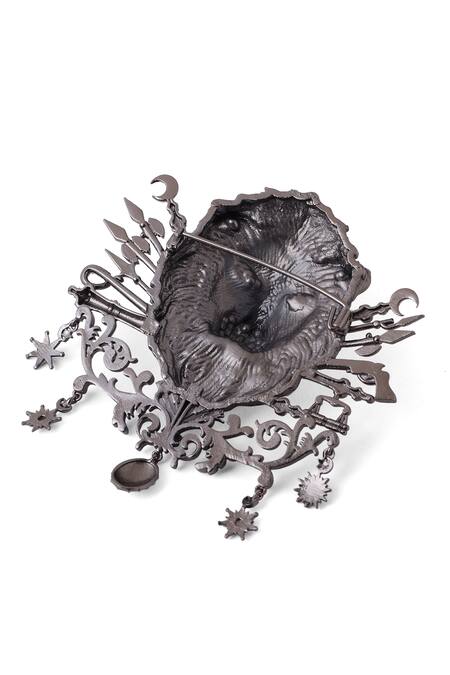 Shop Cosa Nostraa Black Ottoman Brass Carved Brooch Online at Aza Fashions Shop_Cosa Nostraa_Black Ottoman Brass Carved Brooch _Online_at_Aza_Fashions