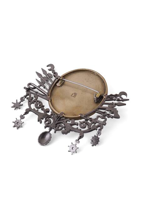 Shop Cosa Nostraa Black Warrior Prince Brass Craved Brooch Online at Aza Fashions Shop_Cosa Nostraa_Black Warrior Prince Brass Craved Brooch_Online_at_Aza_Fashions