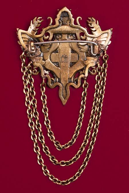 Cosa Nostraa Gold Super Stunner Brass Carved Brooch Online at Aza Fashions Cosa Nostraa_Gold Super Stunner Brass Carved Brooch _Online_at_Aza_Fashions