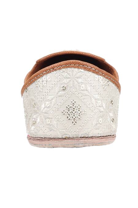 Shop_Imlee Jaipur_Grey Embroidered Thread And Sequin Work Moccasin Juttis _Online_at_Aza_Fashions