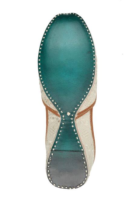 Shop_Imlee Jaipur_Grey Embroidered Thread And Sequin Juttis _Online_at_Aza_Fashions