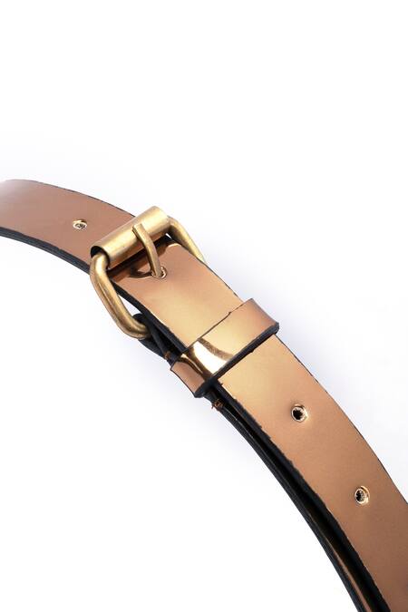 Trov Brown Metallic Buckle Belt Online at Aza Fashions Trov_Brown Metallic Buckle Belt _Online_at_Aza_Fashions