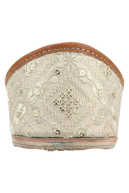 Imlee Jaipur_Grey Embroidered Thread And Sequin Juttis _at_Aza_Fashions