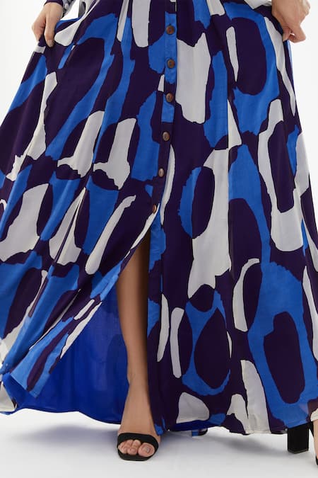 Koai Blue Chiffon Abstract V Neck Pattern Maxi Dress at Aza Fashions Koai_Blue Chiffon Abstract V Neck Pattern Maxi Dress _at_Aza_Fashions
