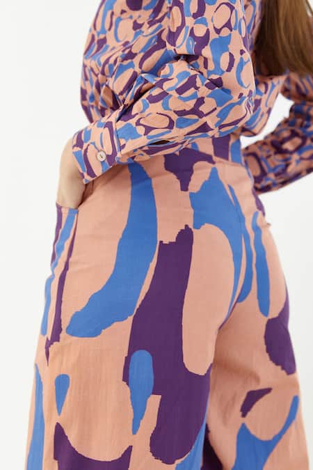 Koai Blue Poplin, Cotton Abstract Pattern Pant For Kids Online at Aza Fashions Koai_Blue Poplin, Cotton Abstract Pattern Pant For Kids_Online_at_Aza_Fashions