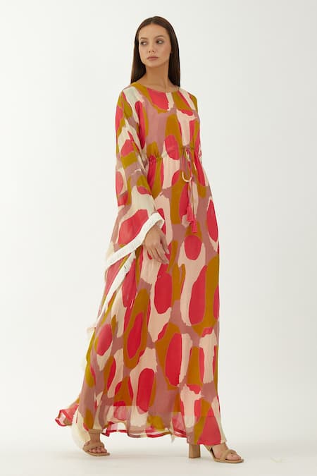 Buy Koai Multi Color Chiffon Abstract Round Pattern Kaftan Online at Aza Fashions Buy_Koai_Multi Color Chiffon Abstract Round Pattern Kaftan _Online_at_Aza_Fashions