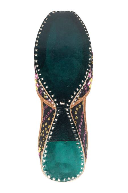 Imlee Jaipur_Black Embroidered Bandhej Pattern Juttis _at_Aza_Fashions