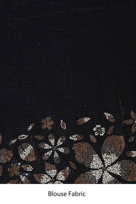 Buy_Two Sisters By Gyans_Black Georgette Sequins, Floral Embroidered Saree With Unstitched Blouse Piece _Online_at_Aza_Fashions