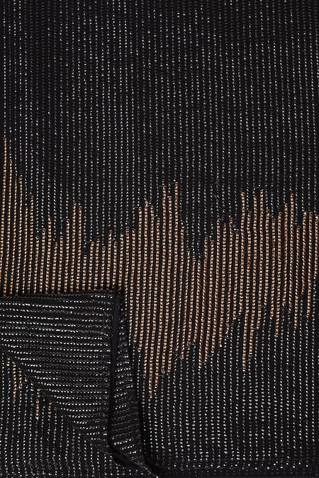 Two Sisters By Gyans_Black Georgette Sequins Zig Zag Pattern Saree With Unstitched Blouse Fabric _at_Aza_Fashions