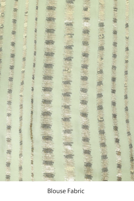 Buy_Two Sisters By Gyans_Green Georgette Sequins Stripe Pattern Saree With Unstitched Blouse Fabric _Online_at_Aza_Fashions