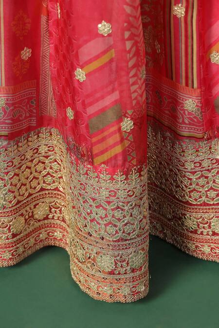 Buy Two Sisters By Gyans Pink Chiffon Embroidery V-neck Gota Border Anarkali Buy_Two Sisters By Gyans_Pink Chiffon Embroidery V-neck Gota Border Anarkali