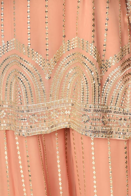 Buy Two Sisters By Gyans Pink Georgette Sequins, Zari Mandarin Collar Embroidered Kurta Sharara Set Online at Aza Fashions Buy_Two Sisters By Gyans_Pink Georgette Sequins, Zari Mandarin Collar Embroidered Kurta Sharara Set _Online_at_Aza_Fashions